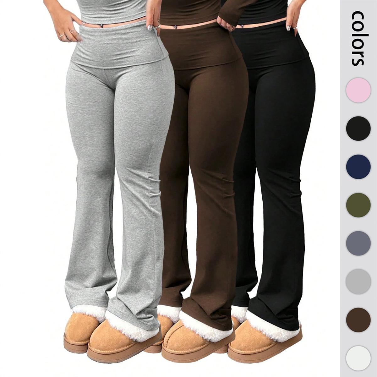 80f051d8298e42bd84bbb52a5f3fed7dtplv-fhlh96nyum-origin-jpeg.jpeg 1/3 PCS Women's High Waisted Flare Leggings Wide Waistband Tummy Control Bootcut Yoga Pants Casual Solid Color Slim Fit Activewear Spring Fall Everyday Loungewear Comfortable Stretchy Bell Bottom Trousers Y2K Fashion - Image 1